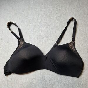 Warners Bra 36B Black Wireless Lightly Lined T-Shirt Padded Lace RN2771